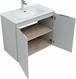 Aquanet Мебель для ванной Алвита New 70 2 дверцы подвесная серая матовая – фотография-9
